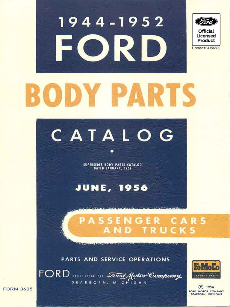 1944-1952 Ford Car and Truck Body Parts Catalog PDF (Form 3605)