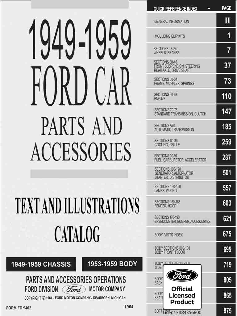 1949-1959 Ford Car Parts and Accessories Catalog PDF (FD 9462 & FD 9463)