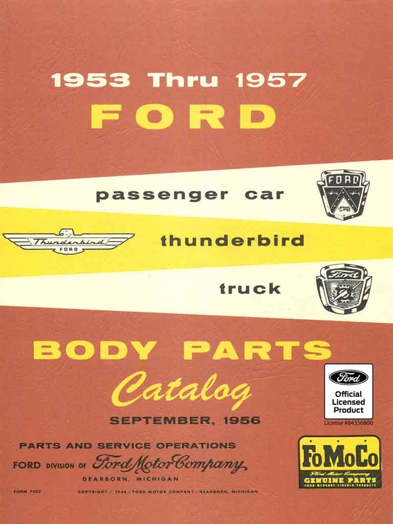 1953-1957 Ford and Thunderbird Body Parts Catalog PDF Download
