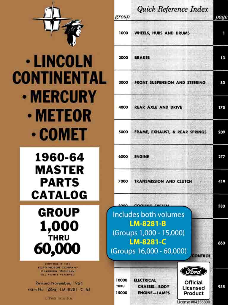 1960-1964 Lincoln Mercury Car Parts Catalog PDF Download
