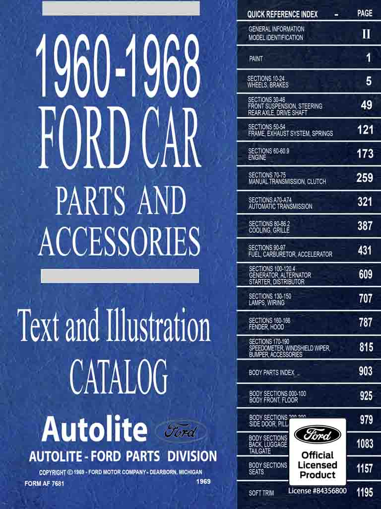 1960-1968 Ford Car Parts Catalog PDF Download